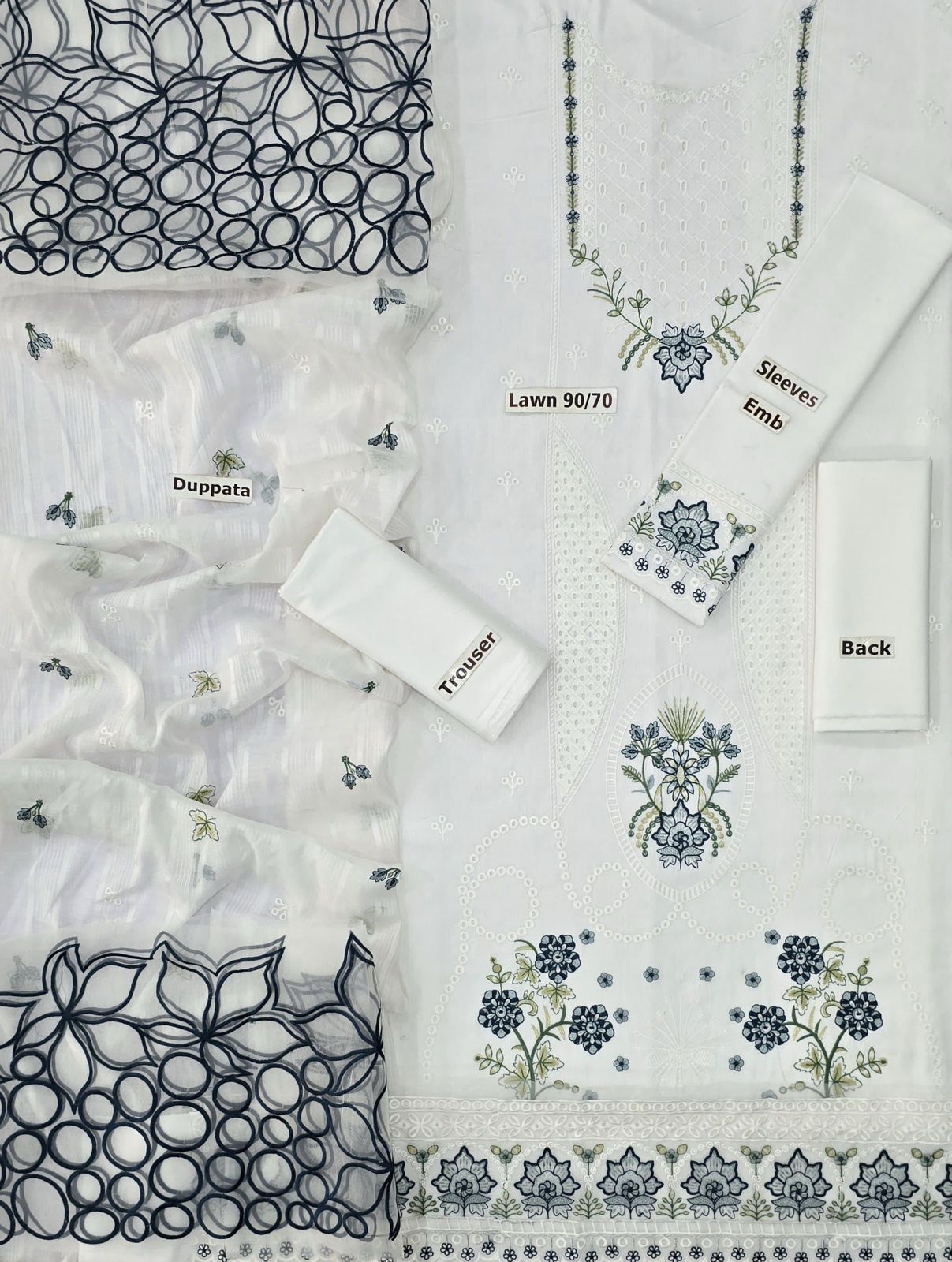 Nishat 3-Piece Chickenkari Embroidered Lawn Suit with Soft Voil Dupatta – Summer 2025 Collection - Deewan E Kharidar