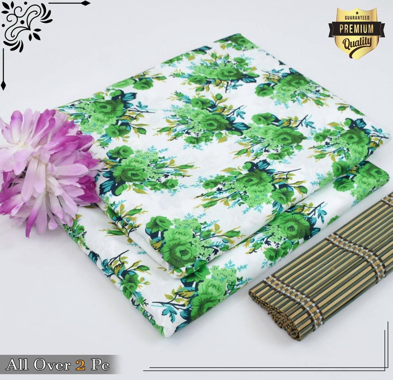Floral Prints 2-Piece Summer Outfit – Digital Printed Shirt & Trouser | Micro Polo Cotton| Unstitched - Deewan E Kharidar