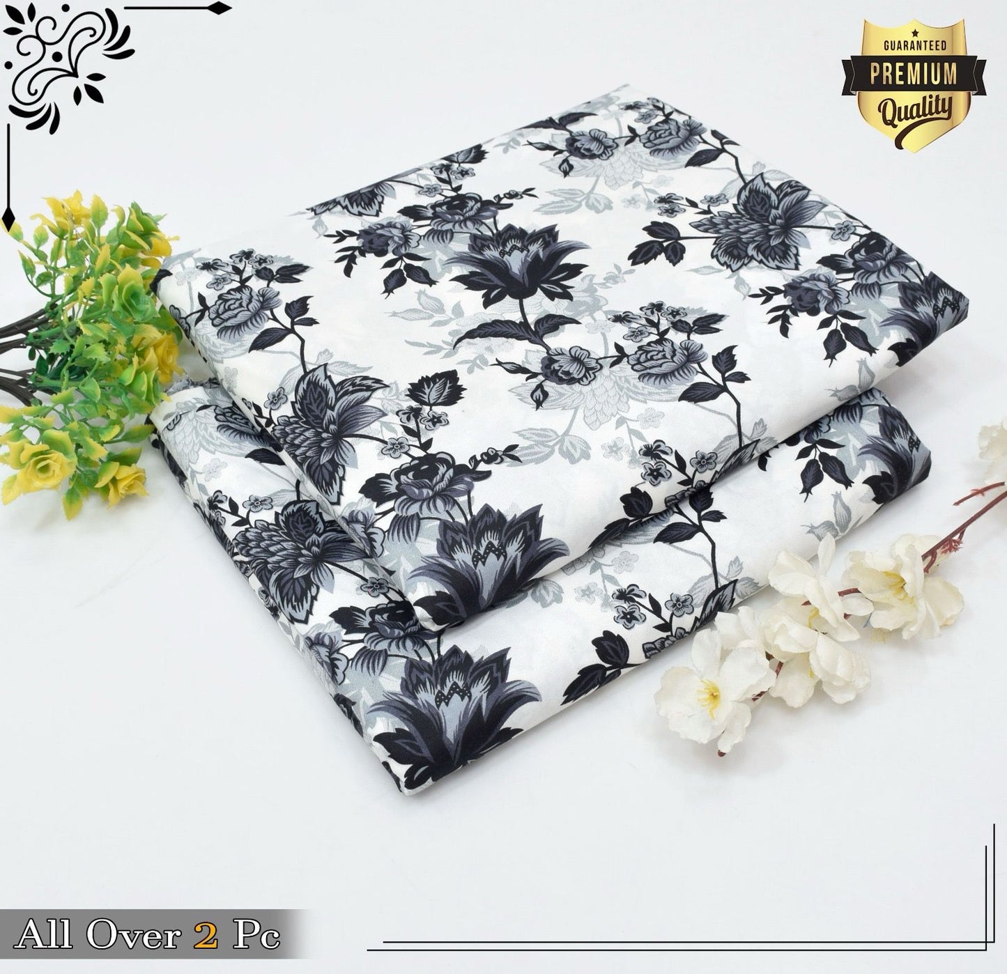 Floral Prints 2-Piece Summer Outfit – Digital Printed Shirt & Trouser | Micro Polo Cotton| Unstitched - Deewan E Kharidar