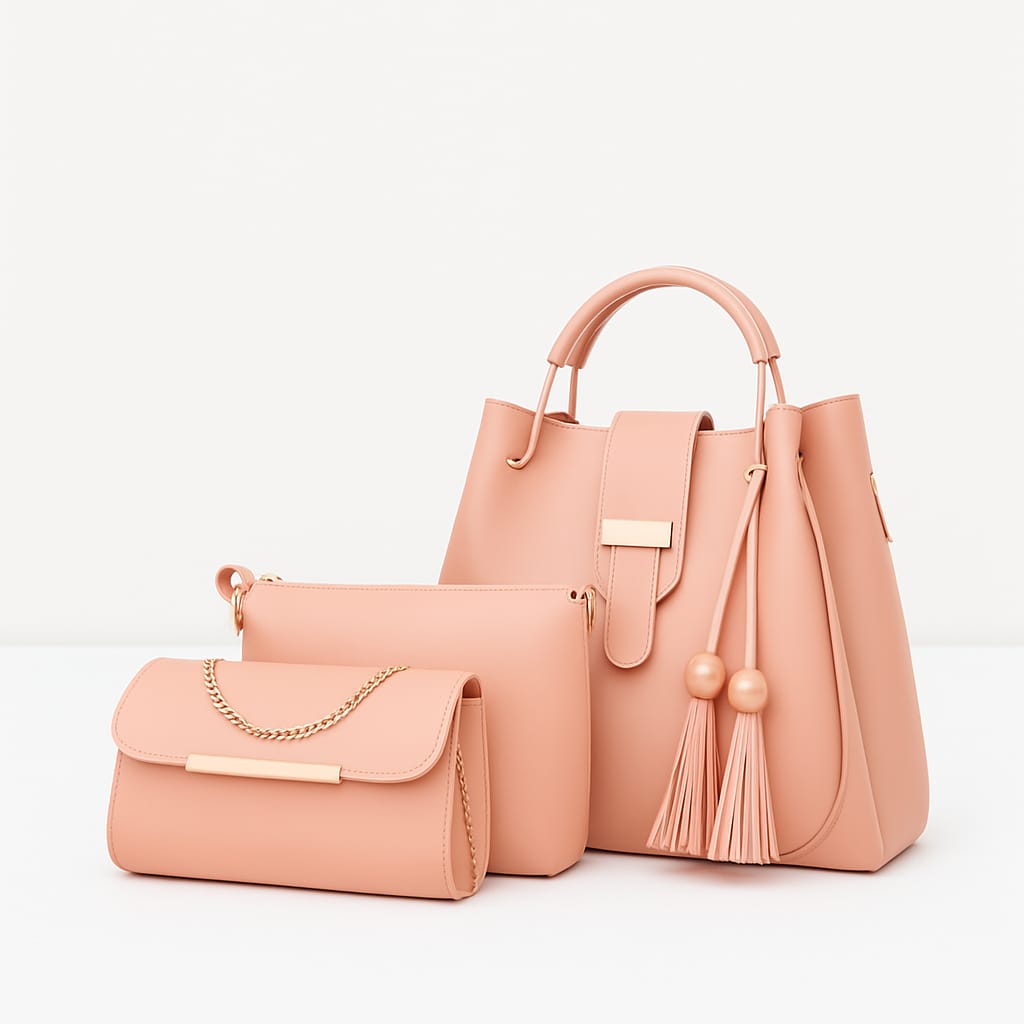 3 PCS Premium Synthetic Leather Shoulder Bags – Soft Stuff & Long Strap