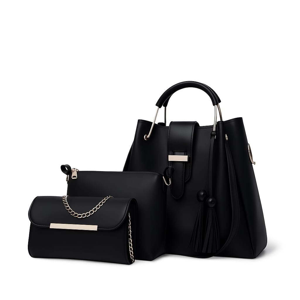 3 PCS Premium Synthetic Leather Shoulder Bags – Soft Stuff & Long Strap