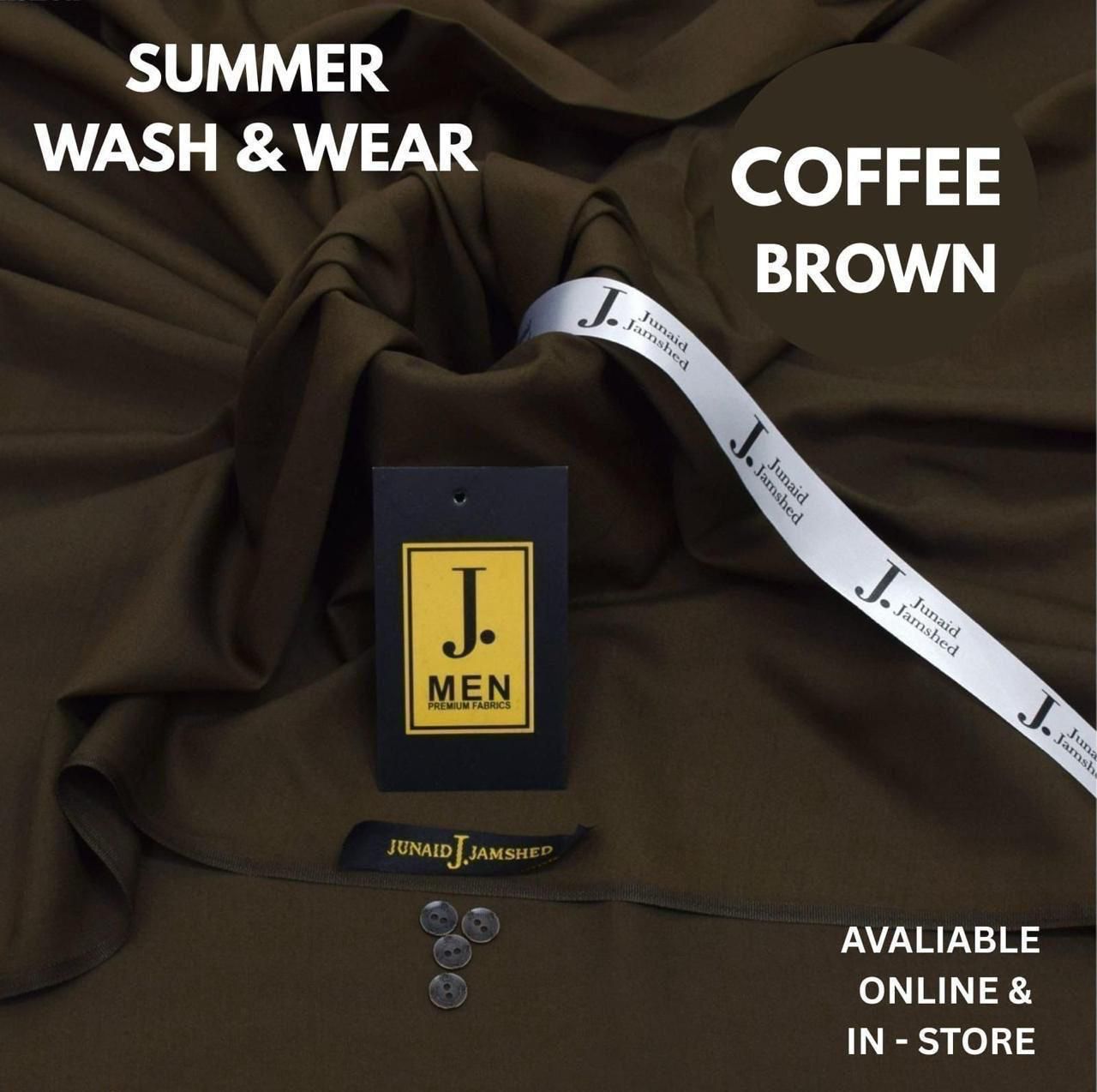 Junaid Jamshed Premium Wash & Wear Fabric – Summer 2025 | Gents Collection | 4 Meter with Gift Bag & Buttons - Deewan E Kharidar