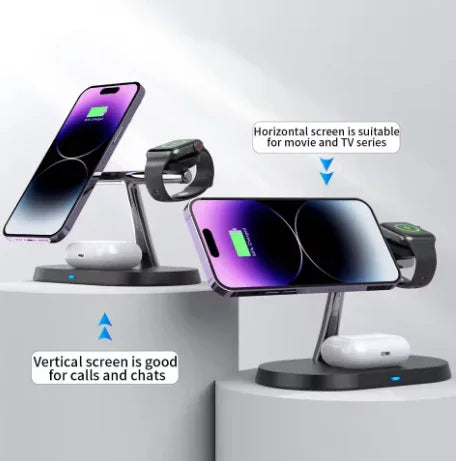 3-in-1 MagSafe Wireless Charging Station | Fast Charger for iPhone, Apple Watch & AirPods - Deewan E Kharidar