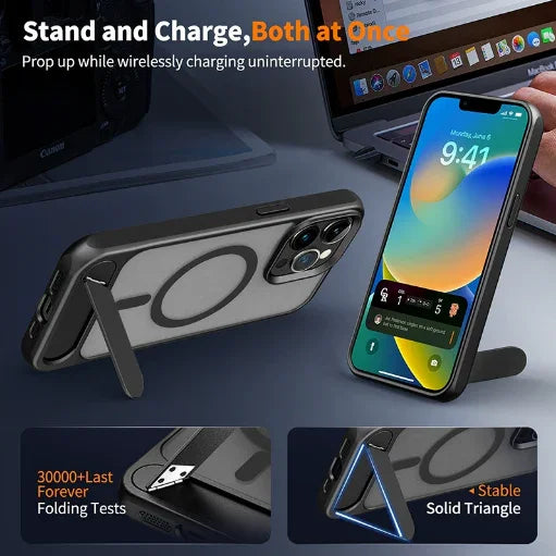 360° Magsafe Shockproof Case with Kickstand | For iPhone 16 Series – Wireless Charging Compatible - Deewan E Kharidar