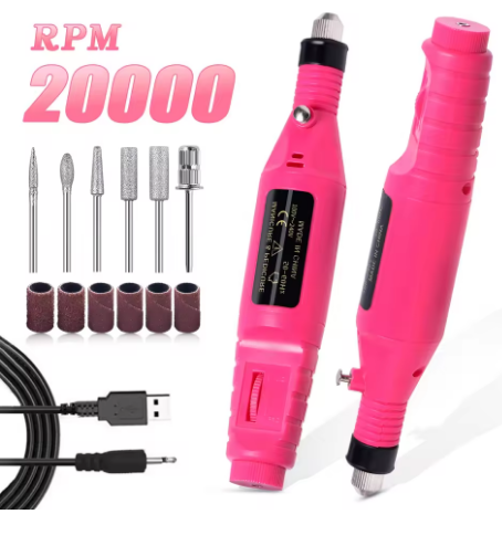Electric Nail Drill Machine Set – Professional Nail Sander with USB & Plug Options - Deewan E Kharidar