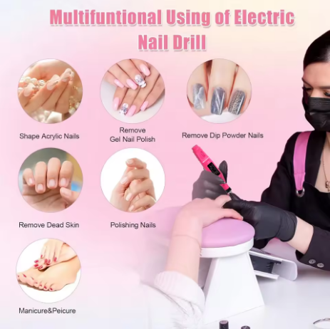 Electric Nail Drill Machine Set – Professional Nail Sander with USB & Plug Options - Deewan E Kharidar