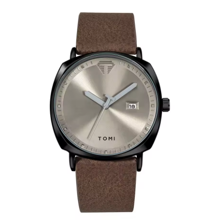 TOMI Men's Minimalist Quartz Watch – Fashion Leather Strap, Sports Style with Calendar - Deewan E Kharidar