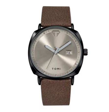 TOMI Men's Minimalist Quartz Watch – Fashion Leather Strap, Sports Style with Calendar - Deewan E Kharidar