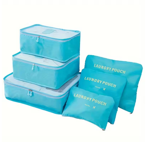 6 Pcs Travel Luggage Organizer Set – Waterproof Storage Packing Cubes for Clothes, Shoes, Toiletries – Travel Essentials Bags - Deewan E Kharidar