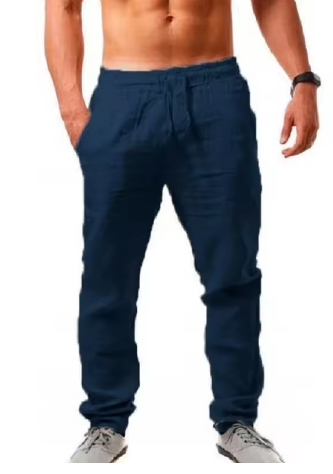 Men's Cotton Linen Pants – Breathable Solid Color Trousers for Fitness, Casual & Streetwear (S–4XL) - Deewan E Kharidar