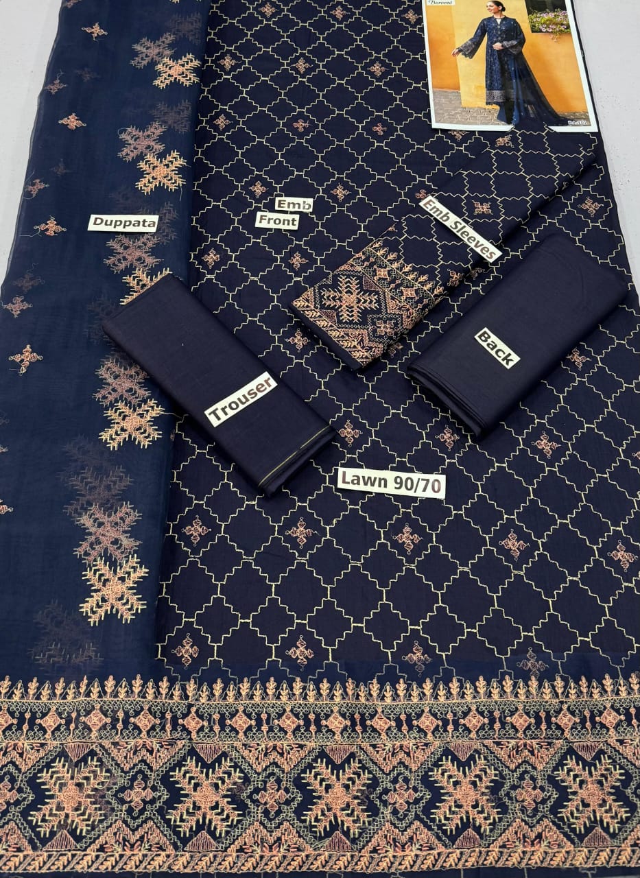 ✨ Bareeze Luxury Embroidered Lawn – 3PC Unstitched Collection | Code: 101 ✨