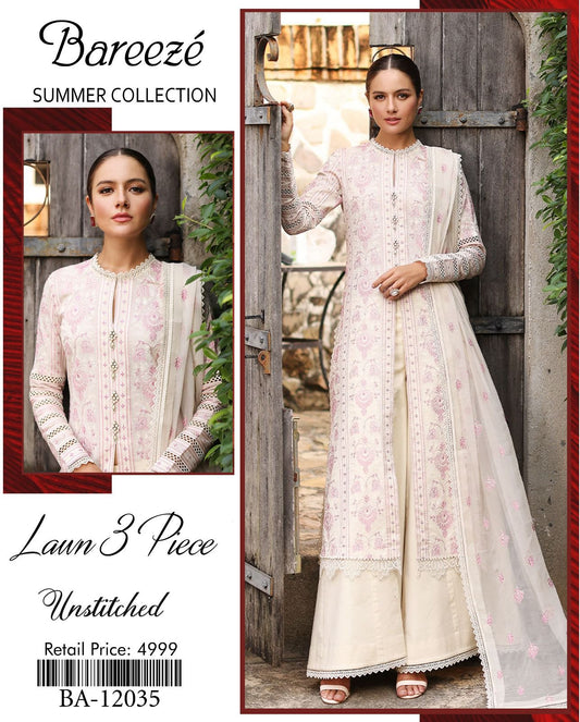 Bareeze Unstitched Lawn 3-Piece – BA-12035 | Elegant Summer Collection