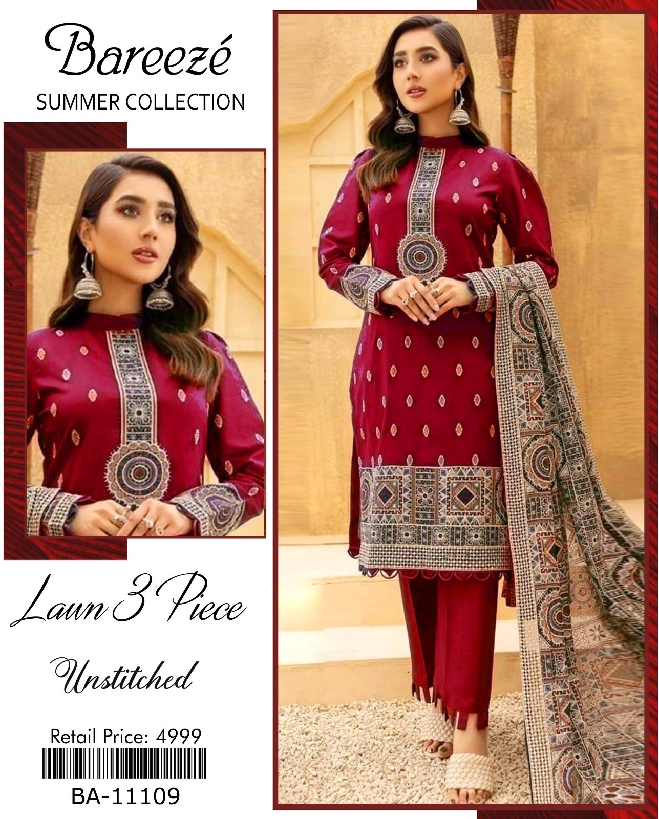 Bareeze Unstitched Lawn 3-Piece – BA-11109 | Luxury Summer Collection