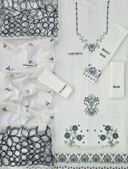 Nishat 3-Piece Chickenkari Embroidered Lawn Suit with Soft Voil Dupatta – Summer 2025 Collection - Deewan E Kharidar