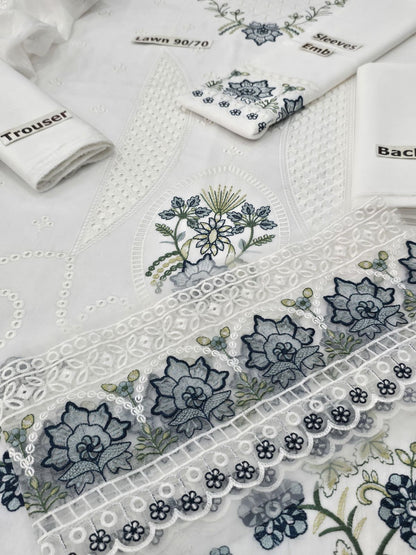 Nishat 3-Piece Chickenkari Embroidered Lawn Suit with Soft Voil Dupatta – Summer 2025 Collection - Deewan E Kharidar