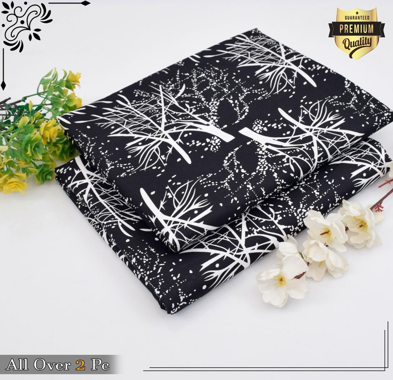 Floral Prints 2-Piece Summer Outfit – Digital Printed Shirt & Trouser | Micro Polo Cotton| Unstitched - Deewan E Kharidar