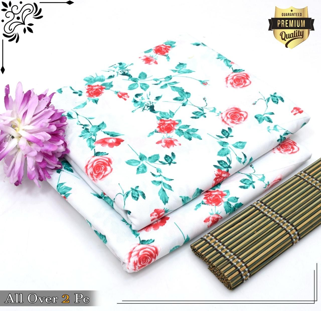 Floral Prints 2-Piece Summer Outfit – Digital Printed Shirt & Trouser | Micro Polo Cotton| Unstitched - Deewan E Kharidar