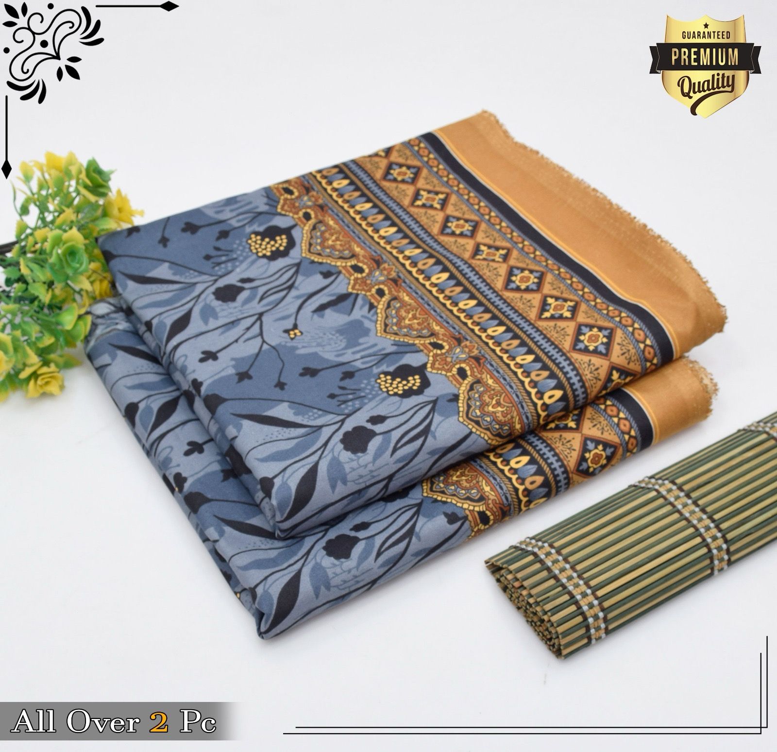 Floral Prints 2-Piece Summer Outfit – Digital Printed Shirt & Trouser | Micro Polo Cotton| Unstitched - Deewan E Kharidar