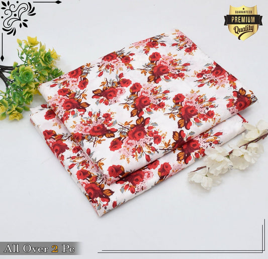 Floral Prints 2-Piece Summer Outfit – Digital Printed Shirt & Trouser | Micro Polo Cotton| Unstitched - Deewan E Kharidar