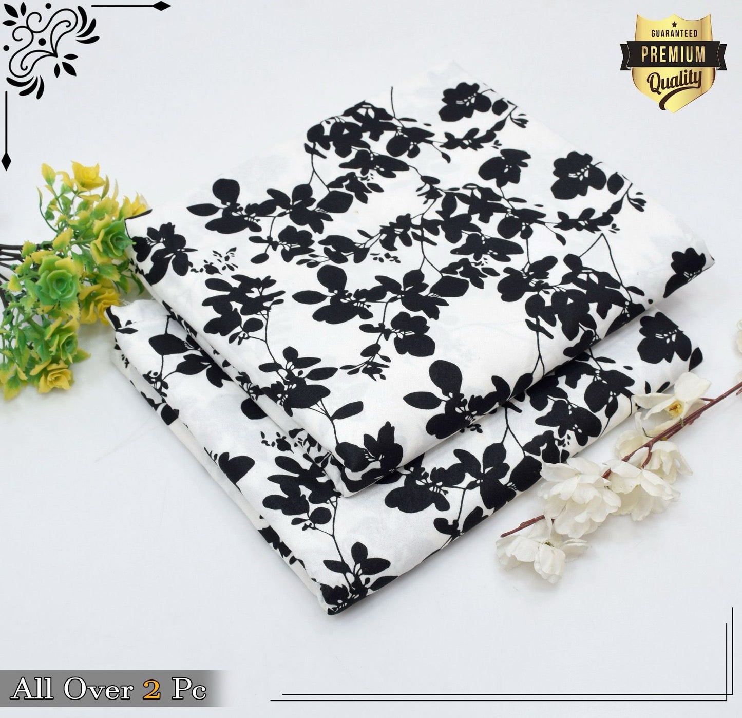 Floral Prints 2-Piece Summer Outfit – Digital Printed Shirt & Trouser | Micro Polo Cotton| Unstitched - Deewan E Kharidar