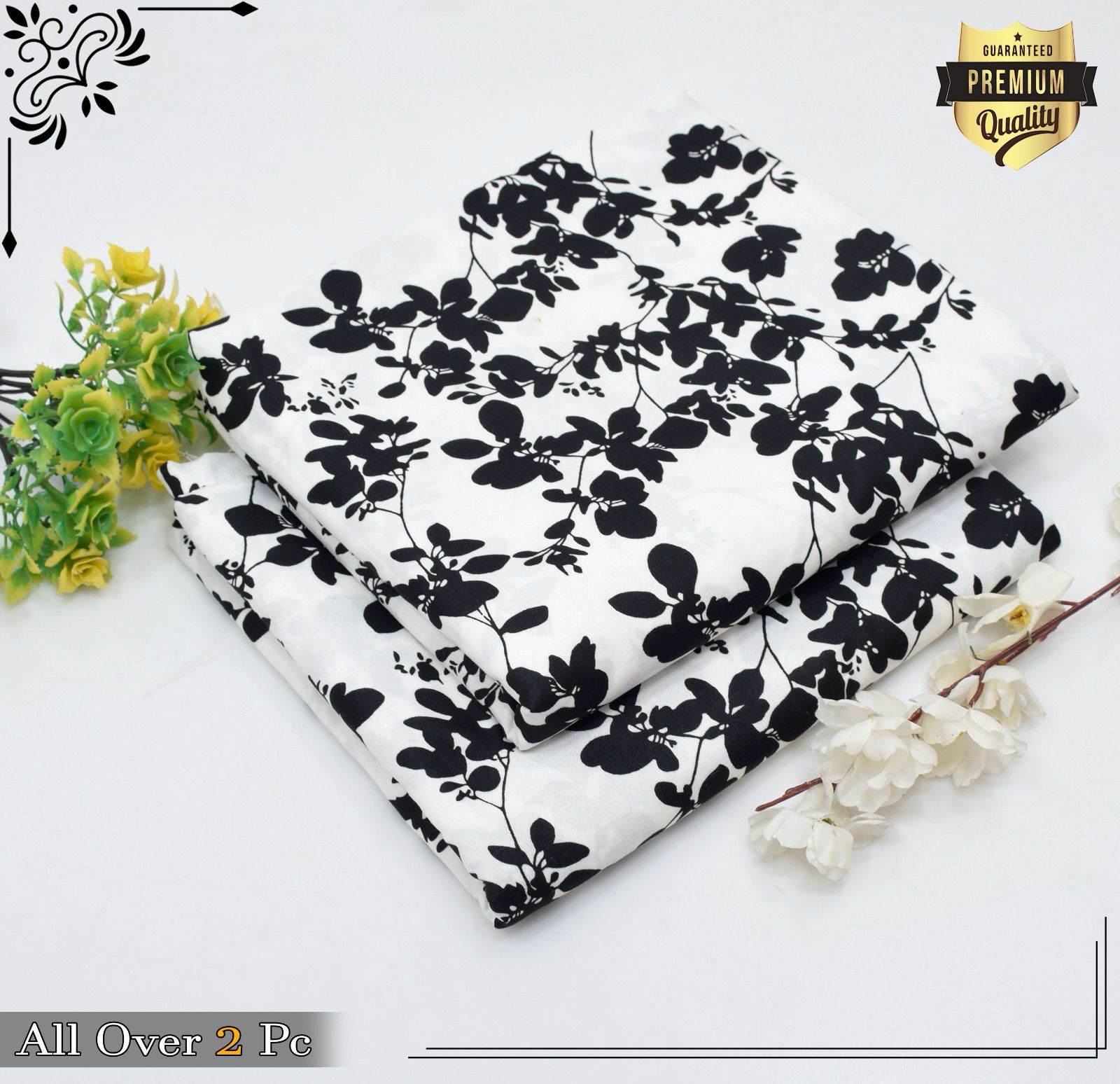 Floral Prints 2-Piece Summer Outfit – Digital Printed Shirt & Trouser | Micro Polo Cotton| Unstitched - Deewan E Kharidar