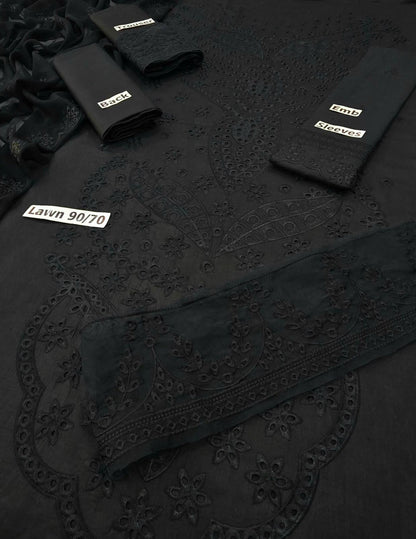 Bareeze 3-Piece Lawn Suit – Chickenkari Embroidered Shirt, Dyed Trouser & Bamber Embroidered Dupatta - Deewan E Kharidar