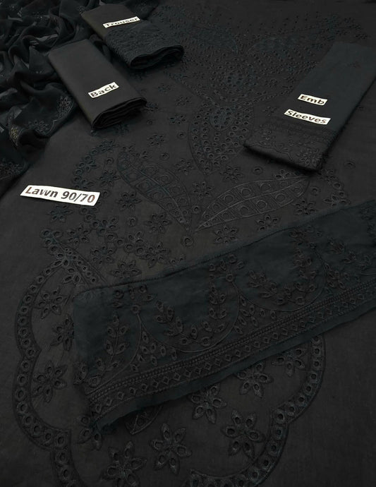 Bareeze 3-Piece Lawn Suit – Chickenkari Embroidered Shirt, Dyed Trouser & Bamber Embroidered Dupatta - Deewan E Kharidar