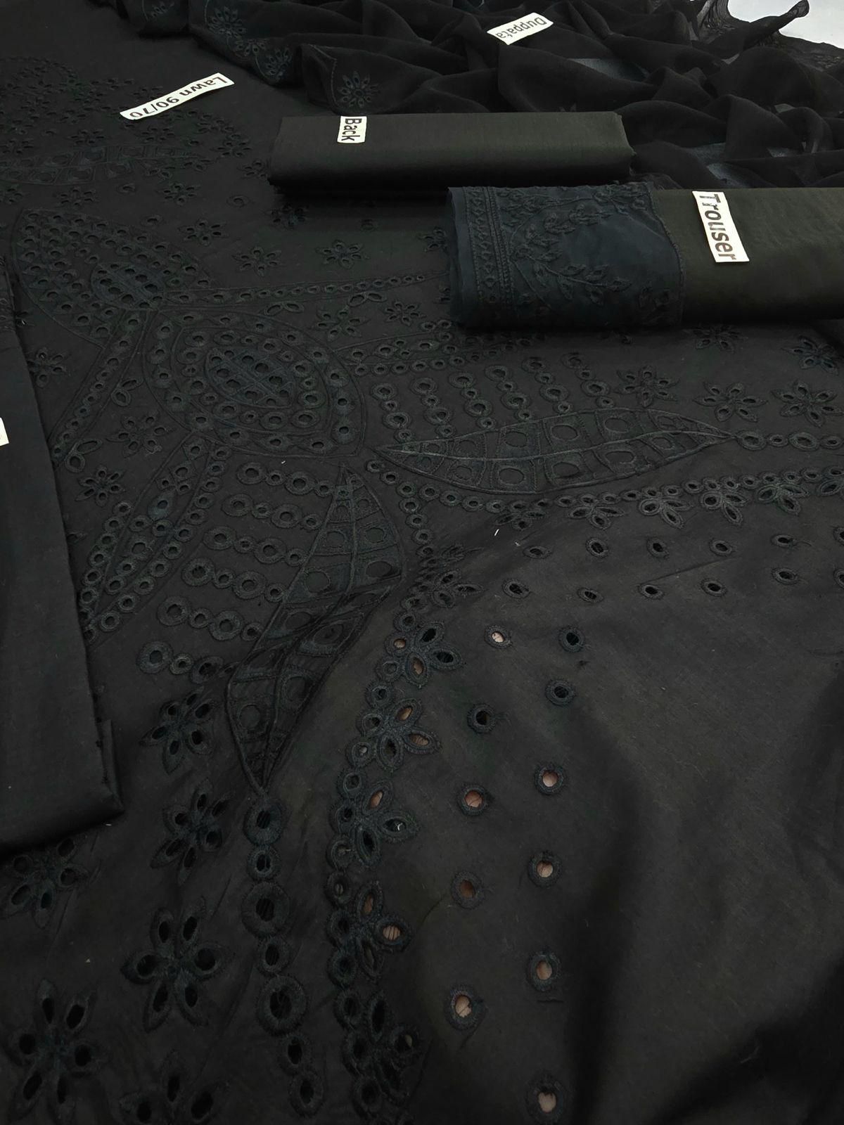 Bareeze 3-Piece Lawn Suit – Chickenkari Embroidered Shirt, Dyed Trouser & Bamber Embroidered Dupatta - Deewan E Kharidar