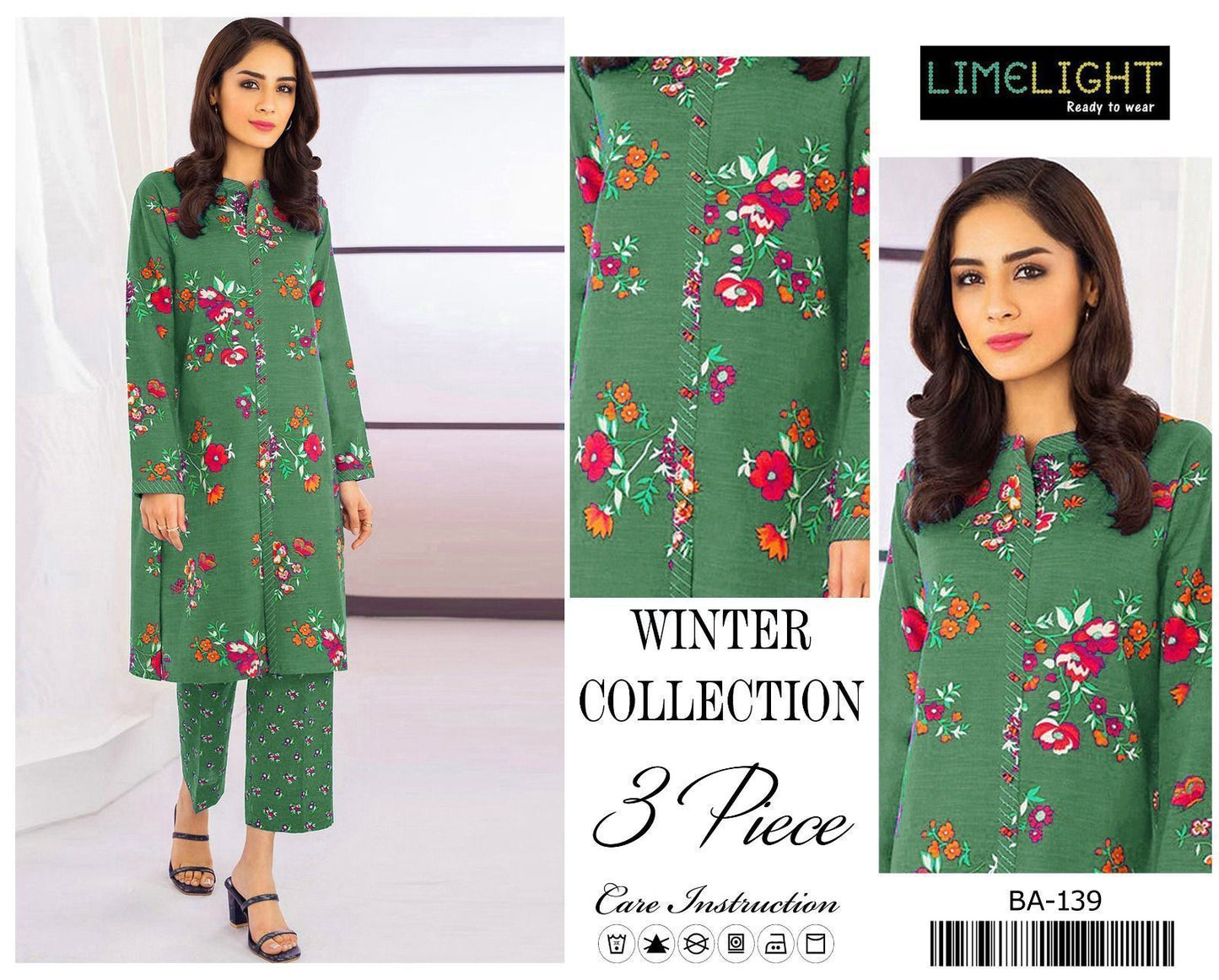 Limelight Winter Collection 3-Piece Embroidered Unstitched Suit – BA-1219