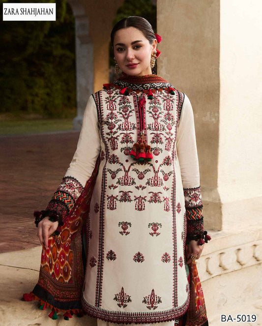 Traditional Ivory Embroidered Lawn Suit by Zara Shahjahan – BA-5019