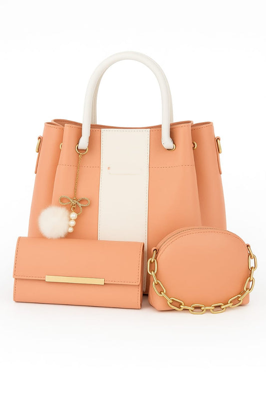 3 PCS Premium Synthetic Leather Shoulder Bag Set – Soft Stuff & Long Strap