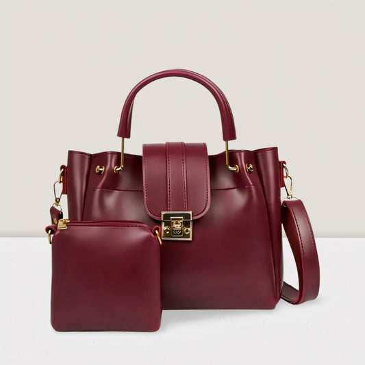 2 PCS Premium Synthetic Leather Shoulder Bag Set – Soft Padded, Long Strap