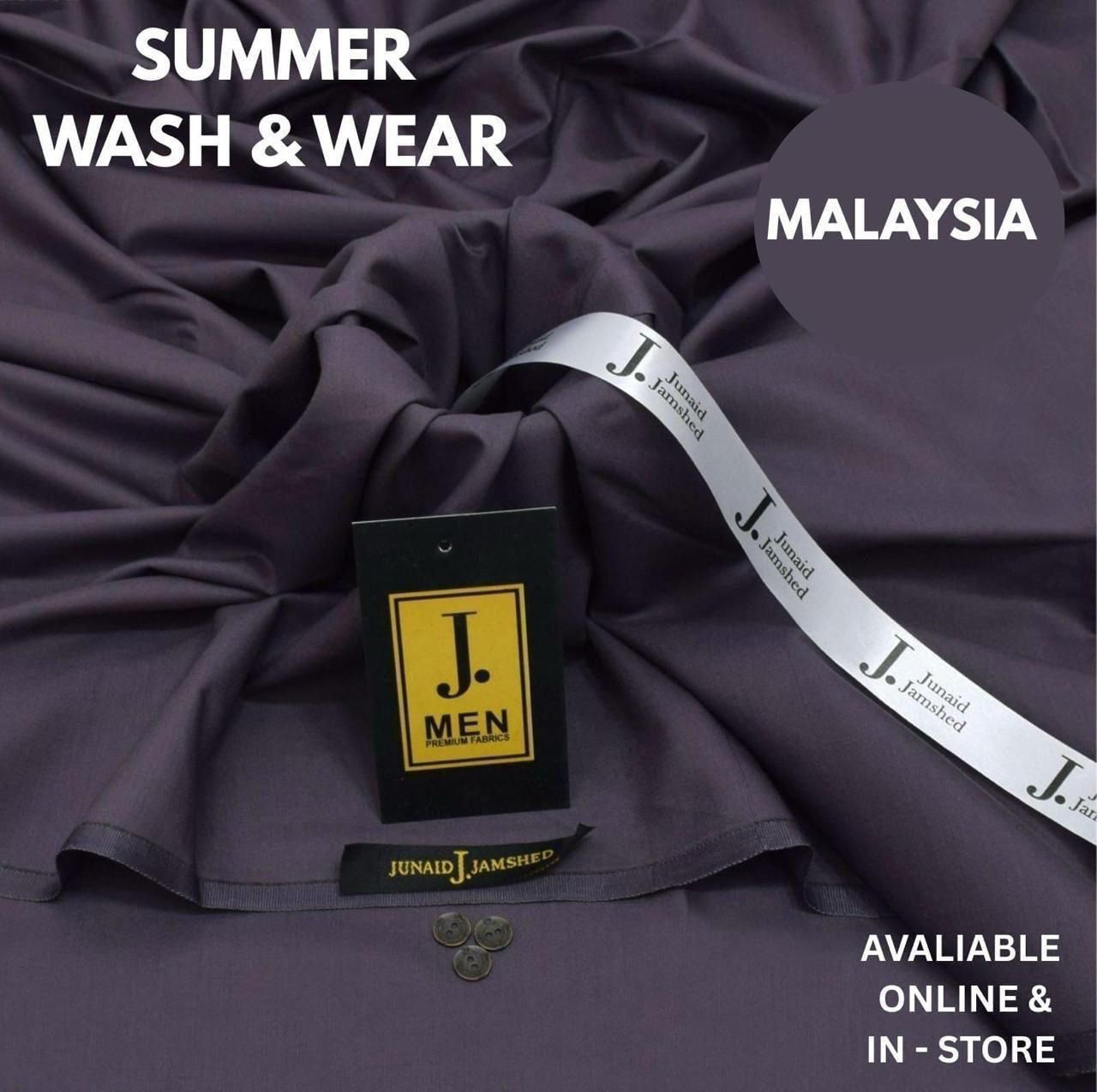 Junaid Jamshed Premium Wash & Wear Fabric – Summer 2025 | Gents Collection | 4 Meter with Gift Bag & Buttons - Deewan E Kharidar