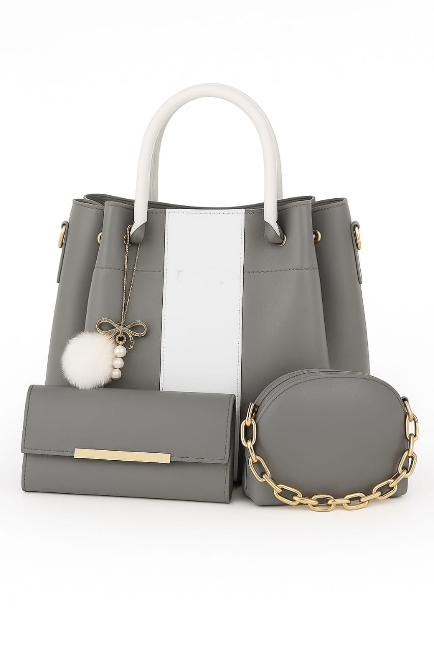 3 PCS Premium Synthetic Leather Shoulder Bag Set – Soft Stuff & Long Strap