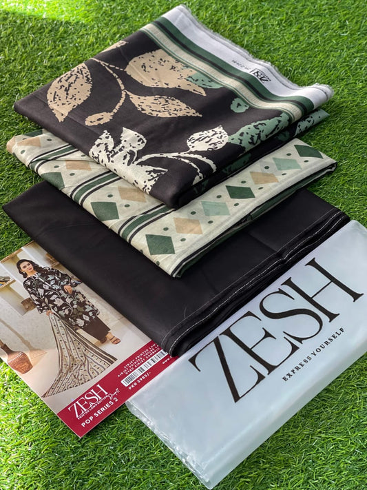 ZESH POP DROP-11 | 2025 Digital Printed Lawn Collection – 15-Piece Set ✨