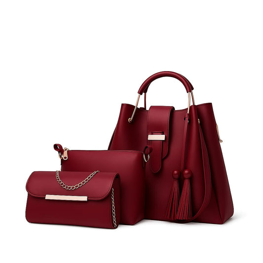 3 PCS Premium Synthetic Leather Shoulder Bags – Soft Stuff & Long Strap