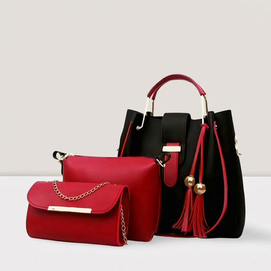3 PCS High Quality Synthetic Leather Shoulder Bags – Soft Stuff with Long Strap