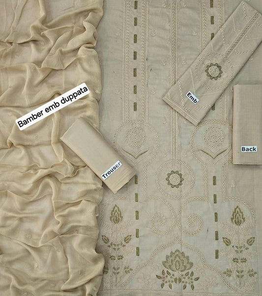 Maria B 3-Piece Banadora Lawn Suit – Full Embroidery with Bamber Dupatta | BA5065 - Deewan E Kharidar