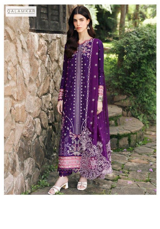 Zarqash 3-Piece Banadora Lawn Suit – Full Embroidered Front & Sleeves with Bamber Dupatta | BA872 - Deewan E Kharidar