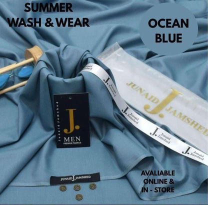 Junaid Jamshed Premium Wash & Wear Fabric – Summer 2025 | Gents Collection | 4 Meter with Gift Bag & Buttons - Deewan E Kharidar
