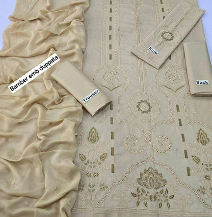 Maria B 3-Piece Banadora Lawn Suit – Full Embroidery with Bamber Dupatta | BA5065 - Deewan E Kharidar