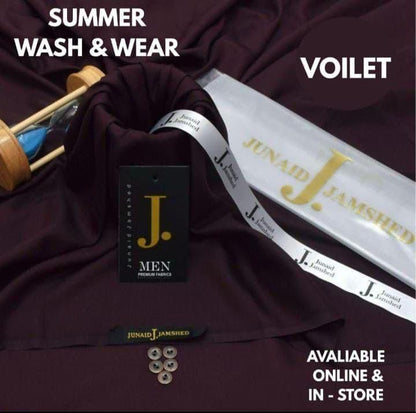 Junaid Jamshed Premium Wash & Wear Fabric – Summer 2025 | Gents Collection | 4 Meter with Gift Bag & Buttons - Deewan E Kharidar