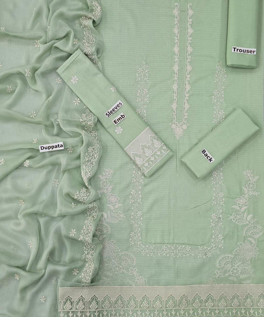 Qalamkar 3-Piece Lawn Suit – Full Embroidery with Daman Patch & 4-Side Bamber Dupatta | Lawn 90/70 - Deewan E Kharidar