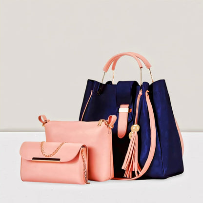 3 PCS High Quality Synthetic Leather Shoulder Bags – Soft Stuff with Long Strap