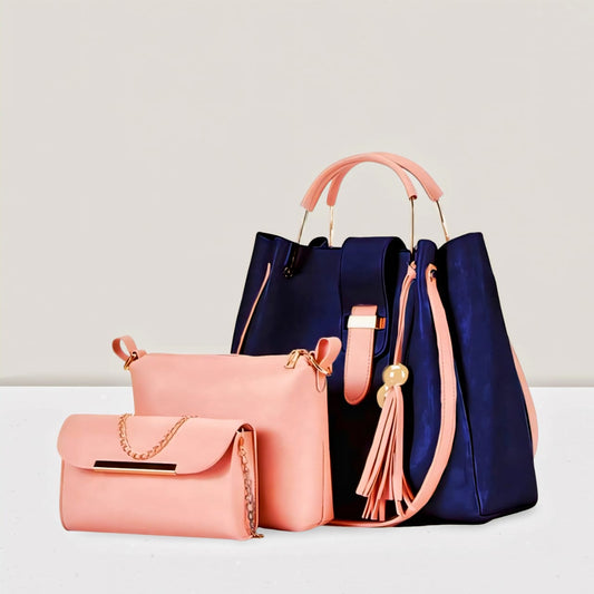 3 PCS High Quality Synthetic Leather Shoulder Bags – Soft Stuff with Long Strap