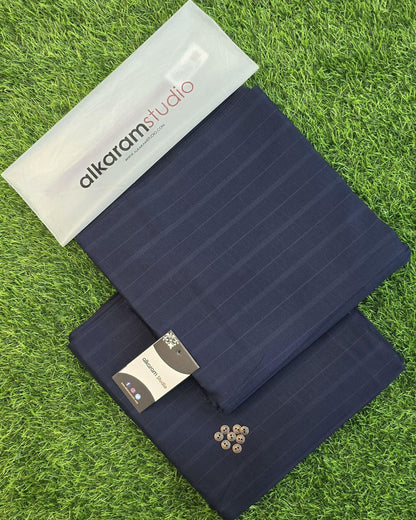 Alkaram Premium Soft Texture Cotton – Gents Fabric | Summer 2025 | 4.5 Meter | Gift Bag + Buttons - Deewan E Kharidar