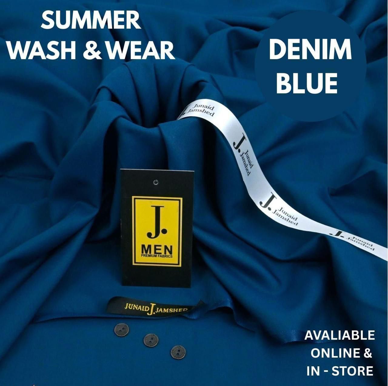 Junaid Jamshed Premium Wash & Wear Fabric – Summer 2025 | Gents Collection | 4 Meter with Gift Bag & Buttons - Deewan E Kharidar