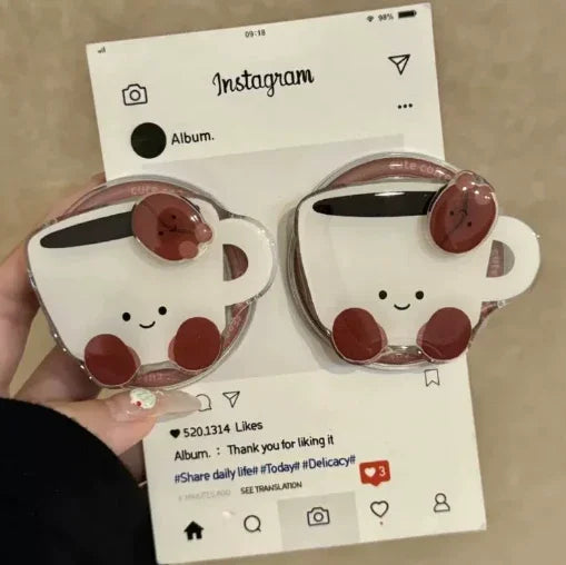 Korean Cute Coffee Cup Magnetic GripTok | Magsafe Phone Holder & Stand - Deewan E Kharidar