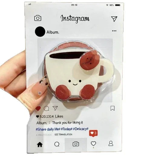 Korean Cute Coffee Cup Magnetic GripTok | Magsafe Phone Holder & Stand - Deewan E Kharidar