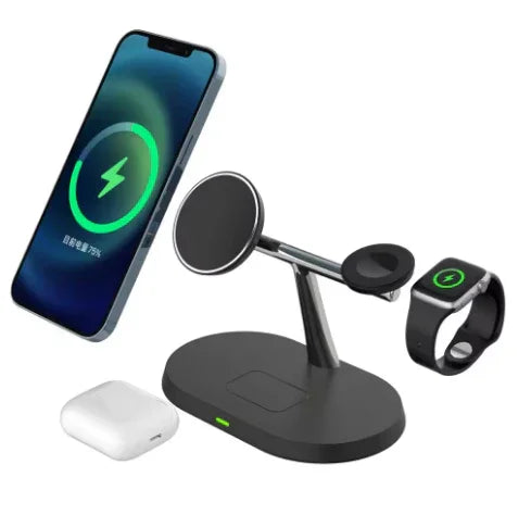 3-in-1 MagSafe Wireless Charging Station | Fast Charger for iPhone, Apple Watch & AirPods - Deewan E Kharidar